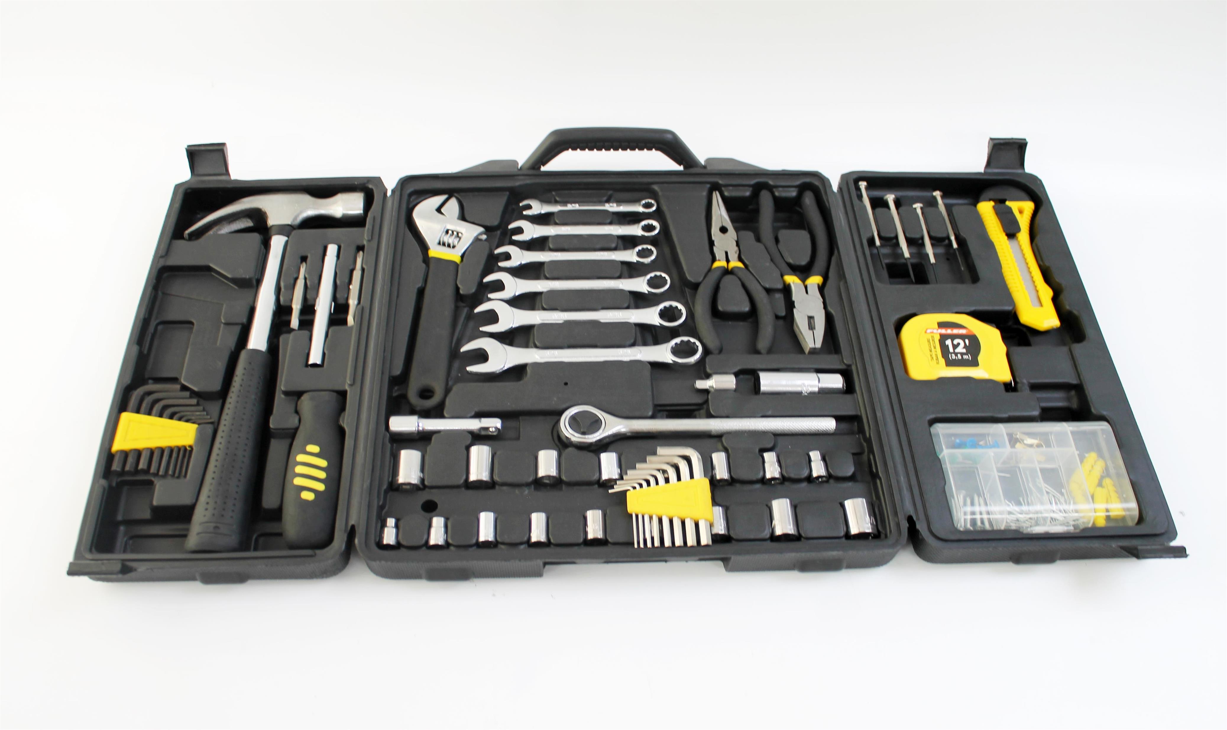 Professional Mechanics Tool Set - 3/8”DR Ratchet, 16oz Claw Hammer & Full Sockets for Auto Repair & Machinery
