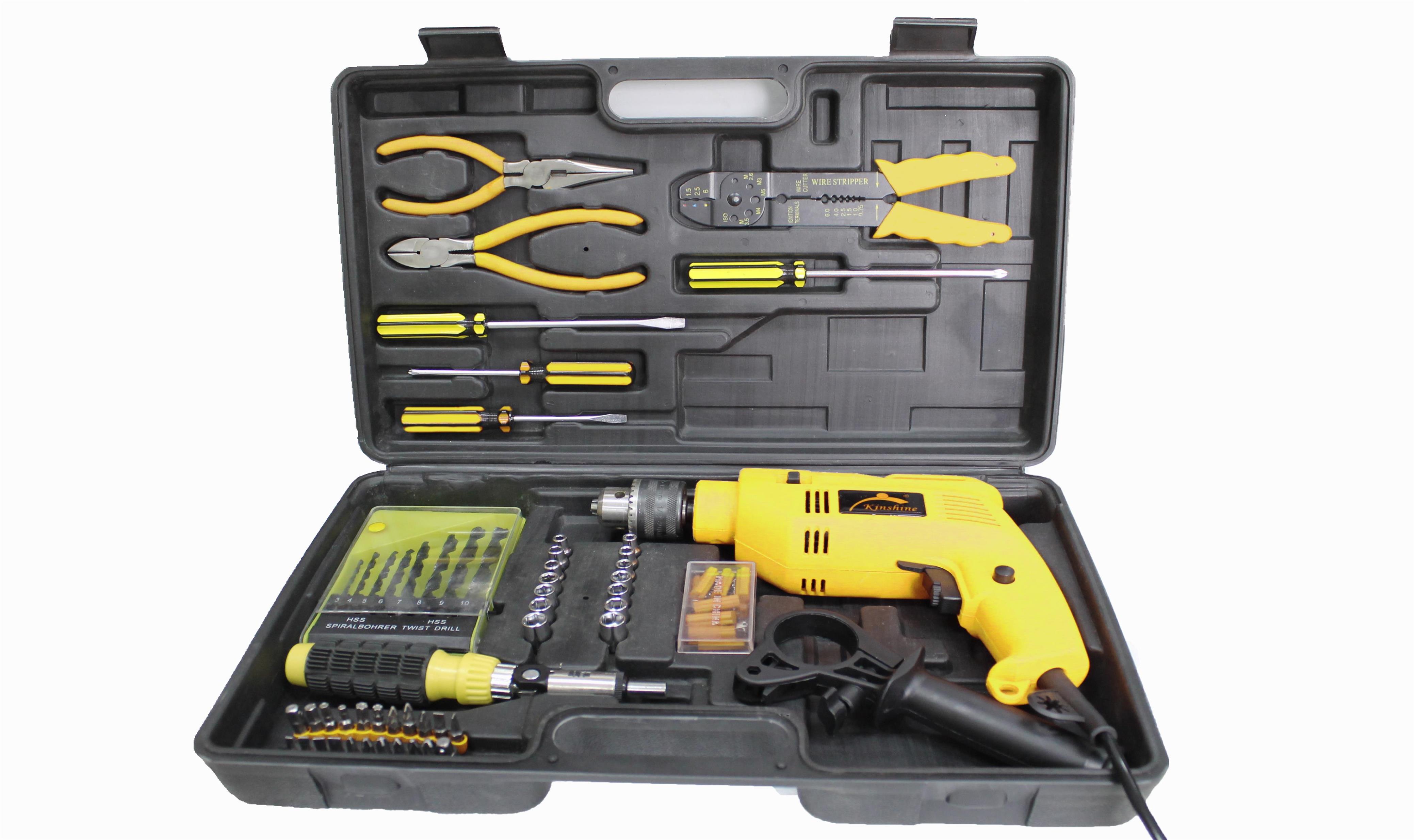 Tool Set with Yellow Drill, Home Tool Kit with Drill, Hand Tool Kits for Women 65 Piece